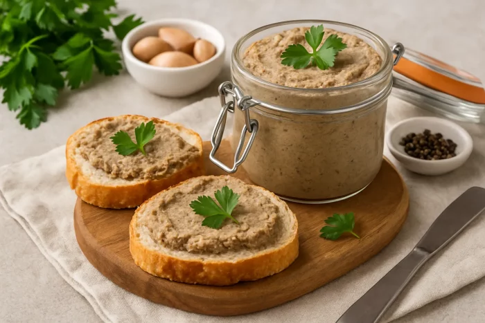Паштет из куриной печени в керамической форме