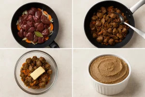 Этапы приготовления паштета из куриной печени