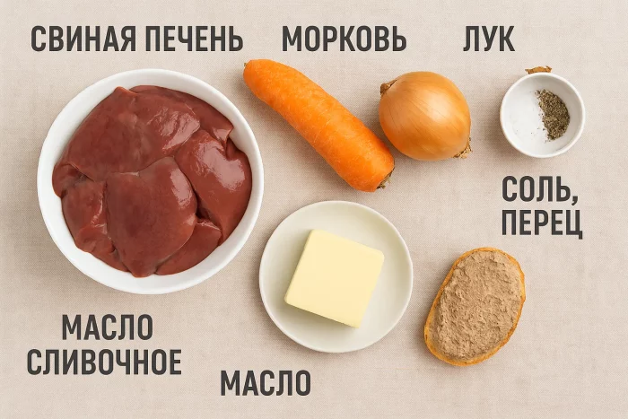 Ингредиенты для паштета из свиной печени