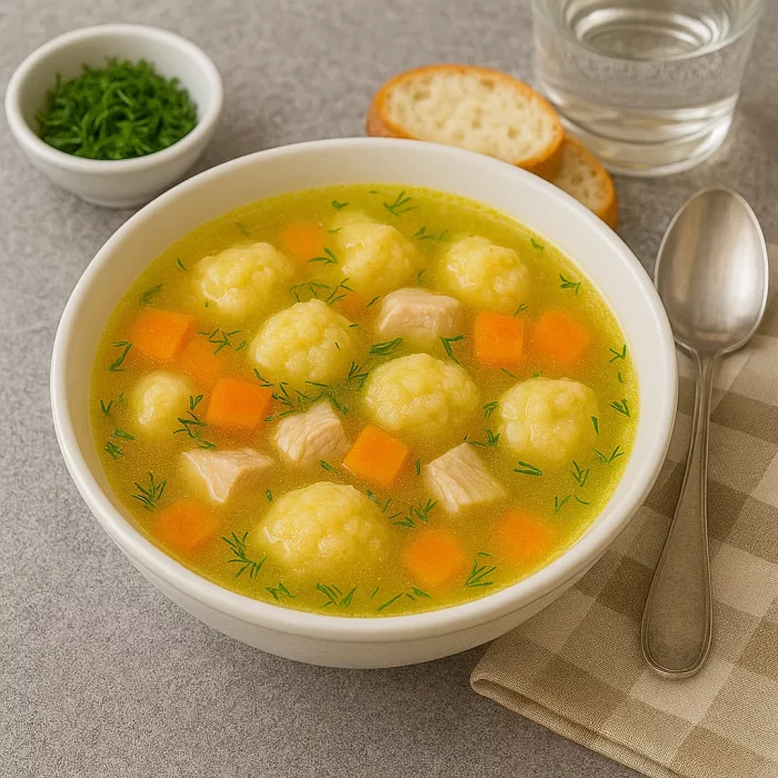 Сервировка супа с галушками