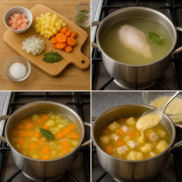 Пошаговое приготовление супа с галушками