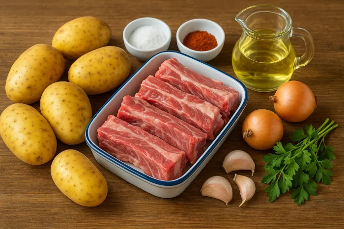 Ингредиенты для запекания рёбрышек с картошкой