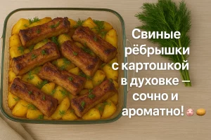Свиные рёбрышки с картошкой в духовке — сочно и ароматно!