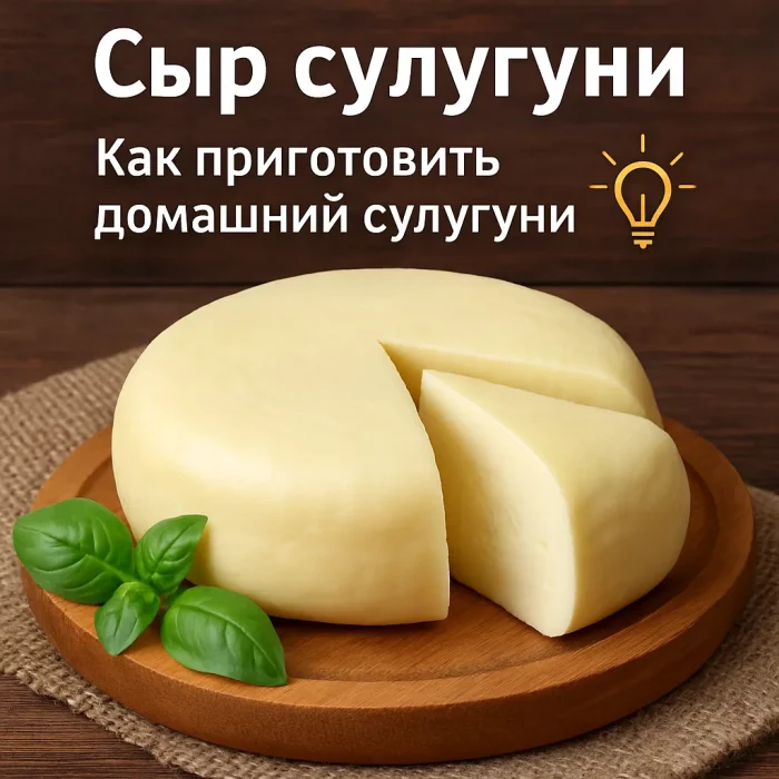 Домашний сыр сулугуни на деревянной доске