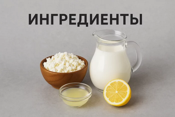 Молоко, кефир и лимон — ингредиенты для домашней сыворотки