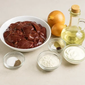 Ингредиенты для тушёной куриной печени