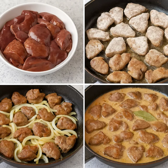 Как приготовить тушёную куриную печень — пошагово