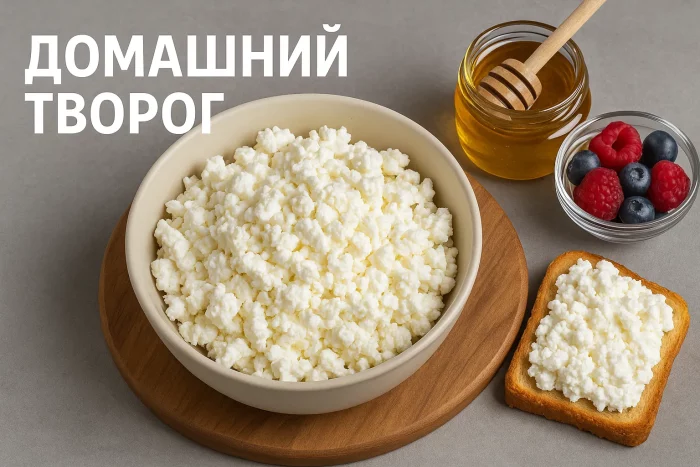 Творог с мёдом, орехами и ягодами на завтрак