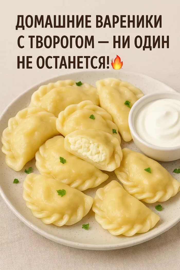 Вареники с творогом крупным планом на тарелке