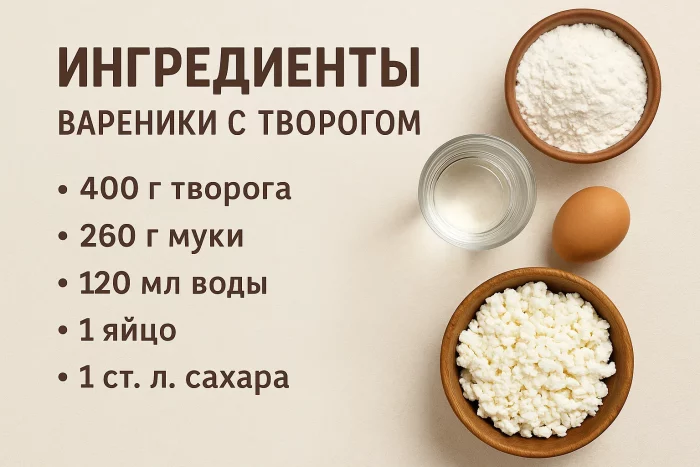 Ингредиенты для вареников с творогом