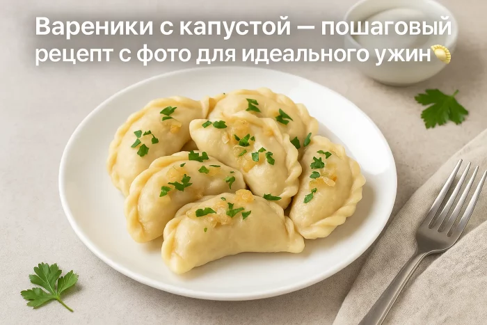 Вареники с капустой в тарелке