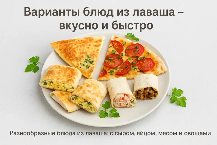 Блюда из лаваша на тарелке