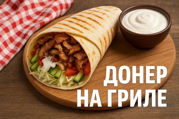 Готовый домашний донер на тарелке