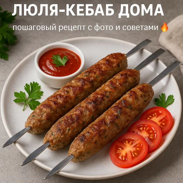 Готовый люля-кебаб на тарелке