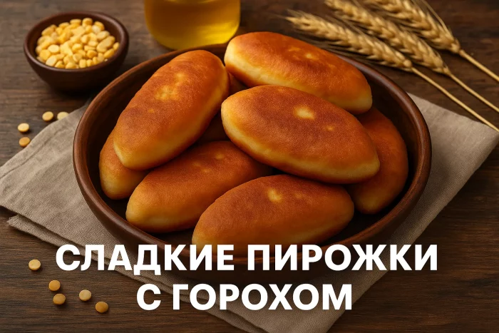 Подача жареных сладких пирожков с горохом