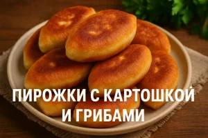 Жареные пирожки с картошкой и грибами с текстом