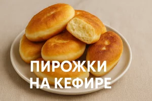 Пирожки на кефире крупным планом с текстом