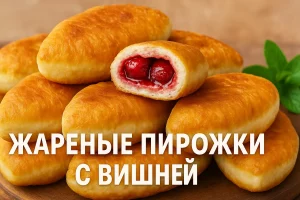 Жареные пирожки с вишней с подписью на обложке