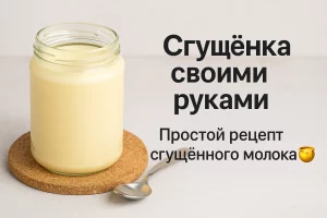 Обложка рецепта сгущённого молока с заголовком