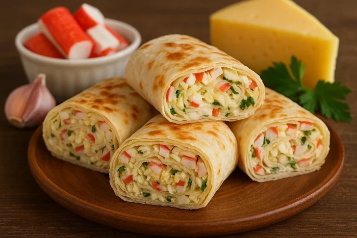 Лаваш с крабовыми палочками и сыром