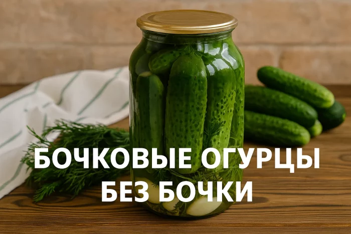 Обложка рецепта бочковых огурцов без бочки