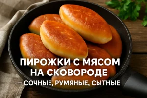 Пирожки с мясом на сковороде — обложка рецепта