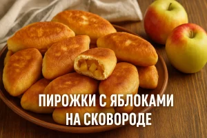Обложка рецепта пирожков с яблоками на сковороде
