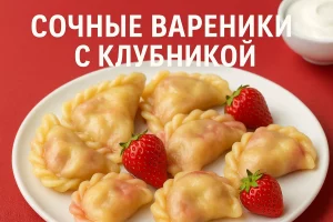 Обложка статьи «Сочные вареники с клубникой»