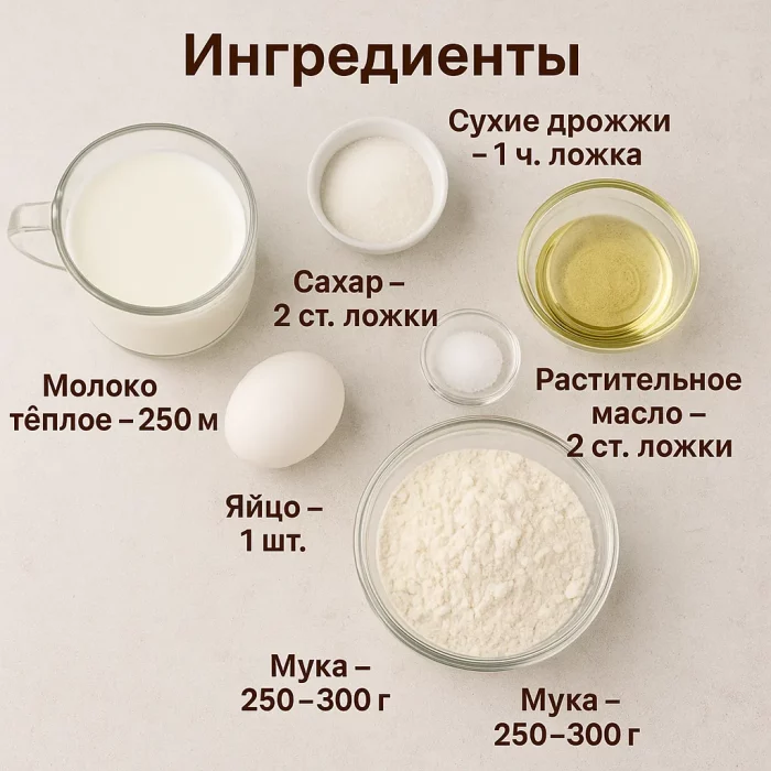 Ингредиенты для дрожжевых оладий