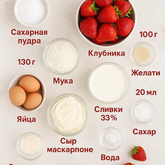 Ингредиенты для клубничного торта