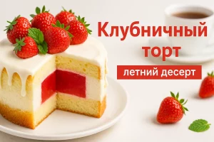 Клубничный торт — летний десерт с кремом и желе