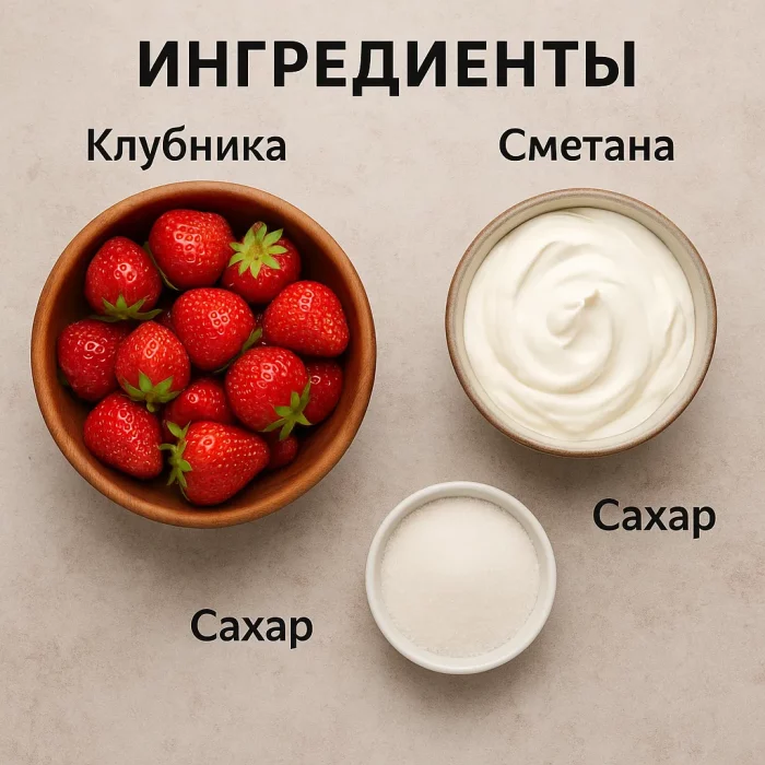 Ингредиенты для клубники со сметаной