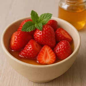 Клубника с мёдом в белой пиале