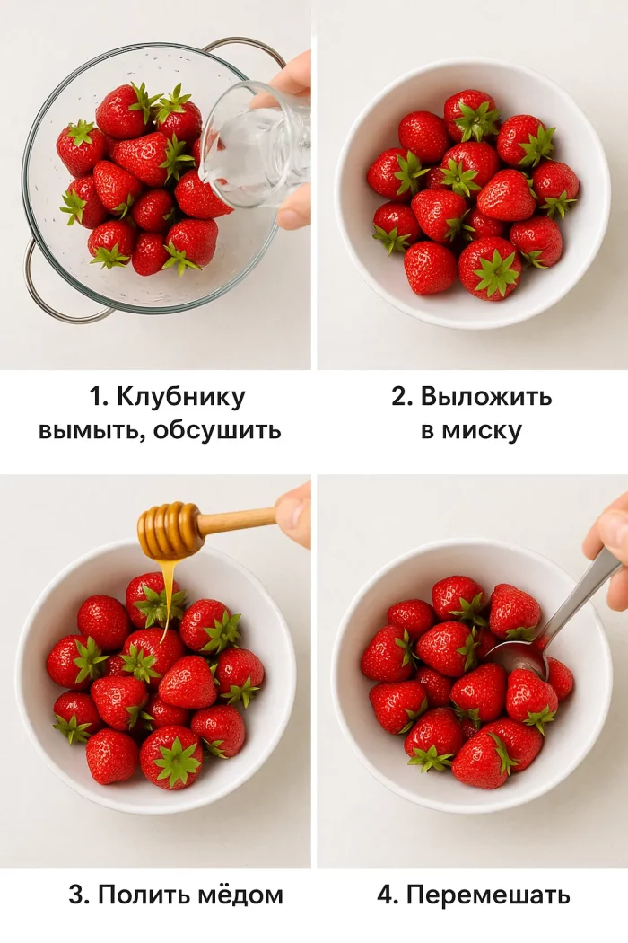 Как приготовить клубнику с мёдом пошагово