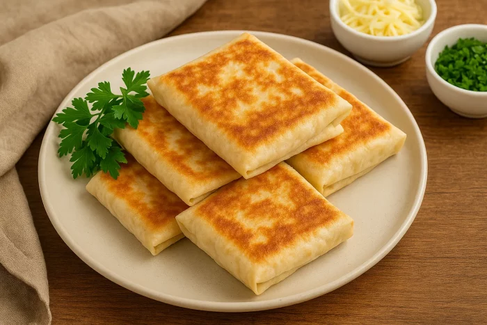 Подача лаваша с сыром и зеленью
