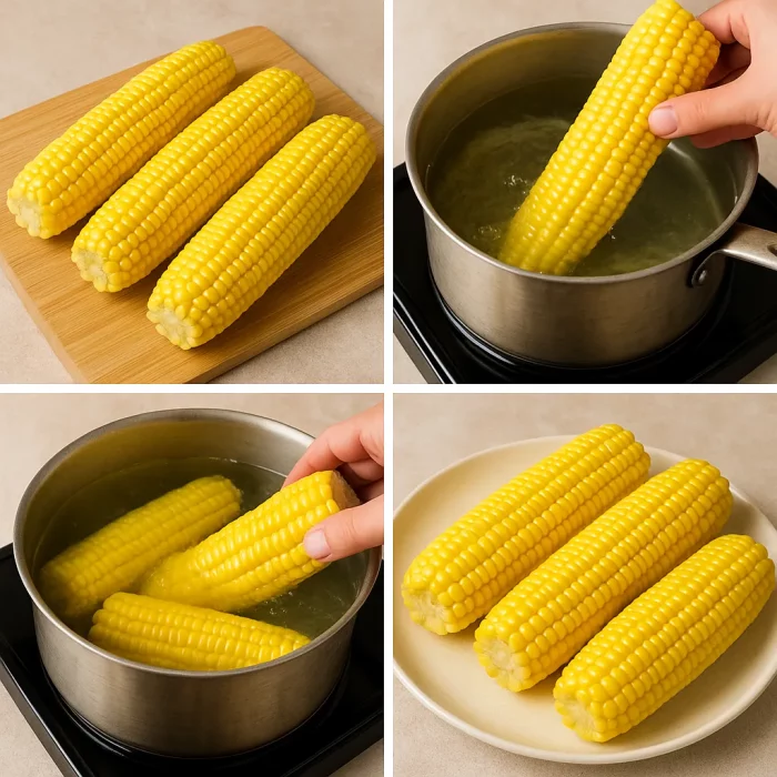 Процесс варки молодой кукурузы по шагам