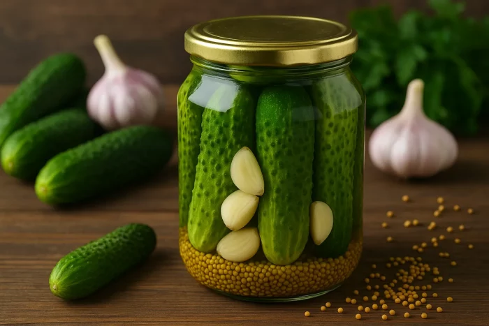 Огурцы с горчицей и чесноком