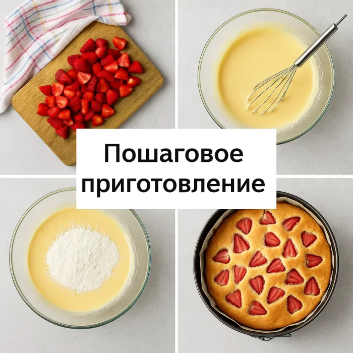 Этапы приготовления клубничной шарлотки
