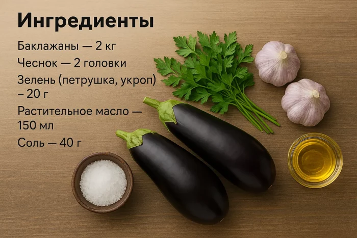 Ингредиенты для приготовления баклажанов как грибы