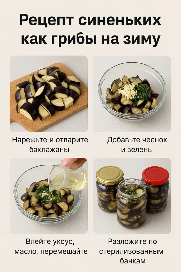 Этапы приготовления синеньких как грибы — пошаговый коллаж