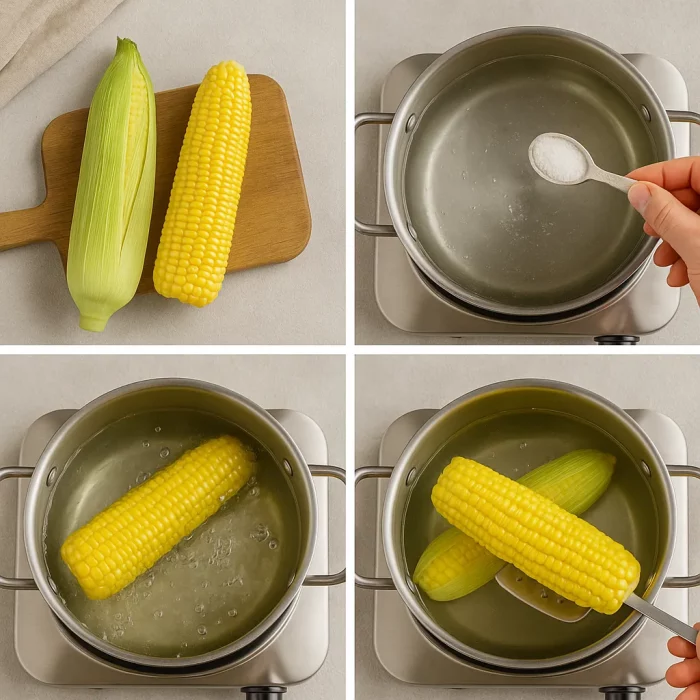 Пошаговый процесс варки молодой кукурузы