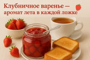 Клубничное варенье с подачей и надписью