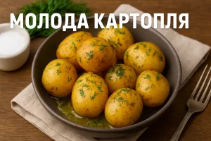 Молода картопля з текстом на обкладці