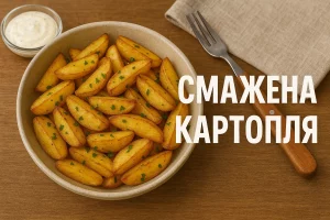 Смажена картопля з написом