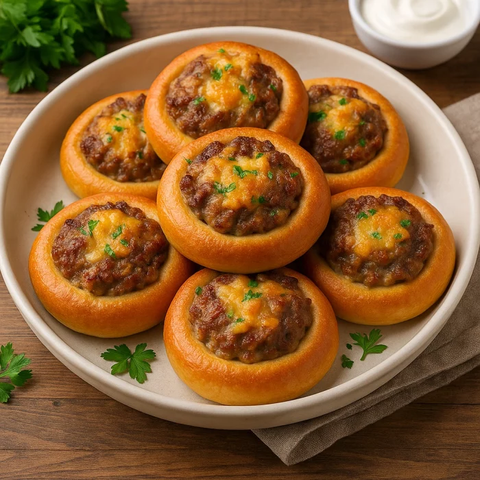 Бублики з фаршем, запечені до золотистої скоринки