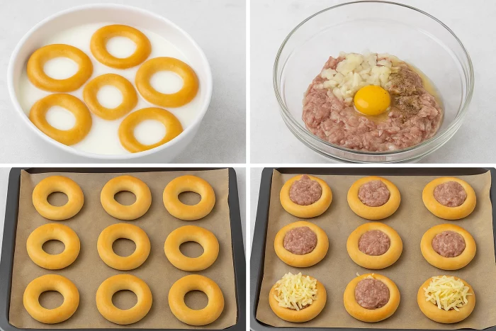 Покрокове приготування бубликів з фаршем у духовці