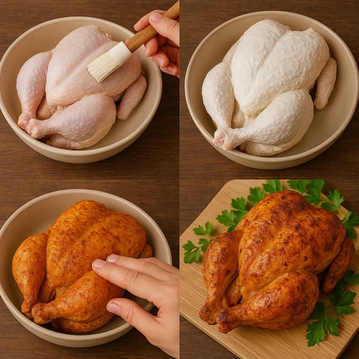 Покроковий процес приготування курки в духовці