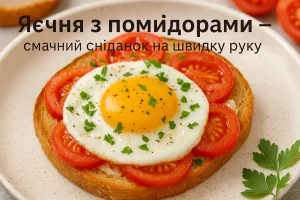 Яєчня з помідорами на тості з підписом — ідея для смачного сніданку