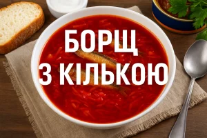 Борщ з кількою — обкладинка рецепта з назвою