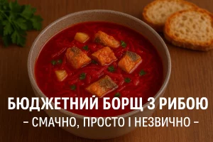 Обкладинка статті: бюджетний борщ з рибою — смачно і просто